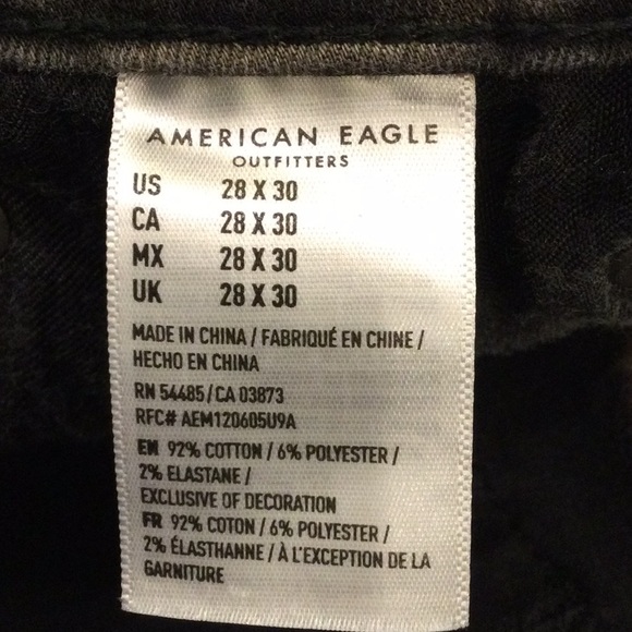 American Eagle Black and Cream Distressed Jeans Size 28x30 - Picture 9 of 10